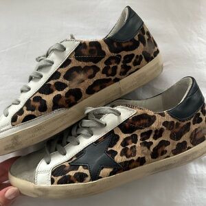 Golden Goose Superstar Leopard print calf hair, leather and suede sneaker
